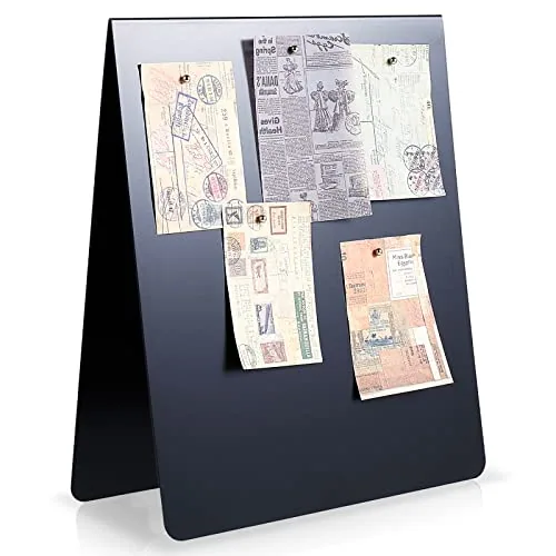 1 Piece 11 x 9 Inch Magnetic Bulletin Board Metal Magnet Board, Black