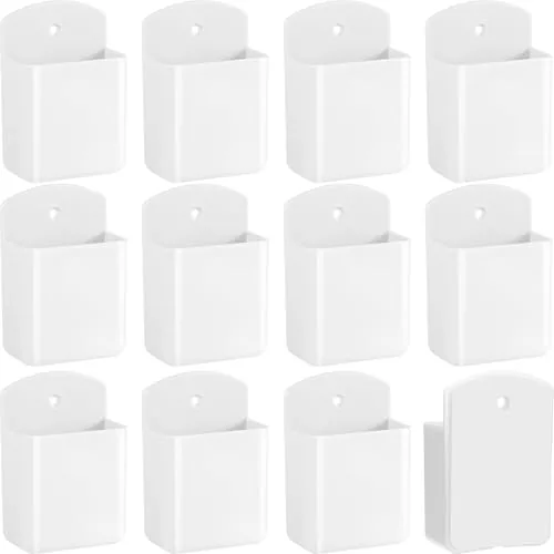 12 Piece Self-Adhesive Remote Control Holder Wall Mount Self Adhesive TV, White