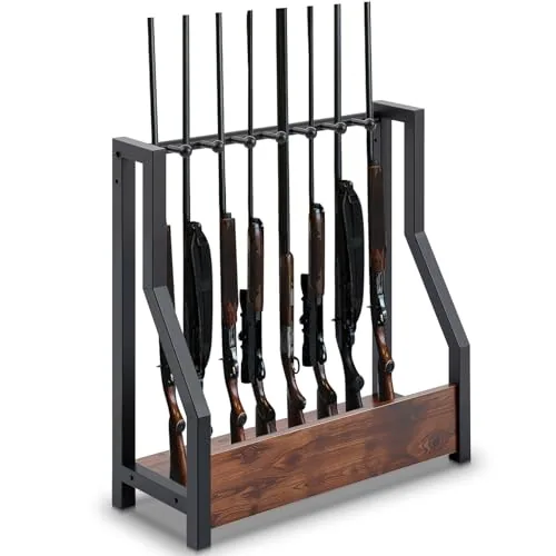 Indoor Gun Racks Rifle Rack Floor Stand Holds up 8 Long, Black
