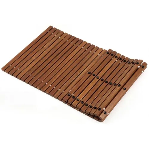 Large 40" x 20" Solid Teak Shower Mat, Brown