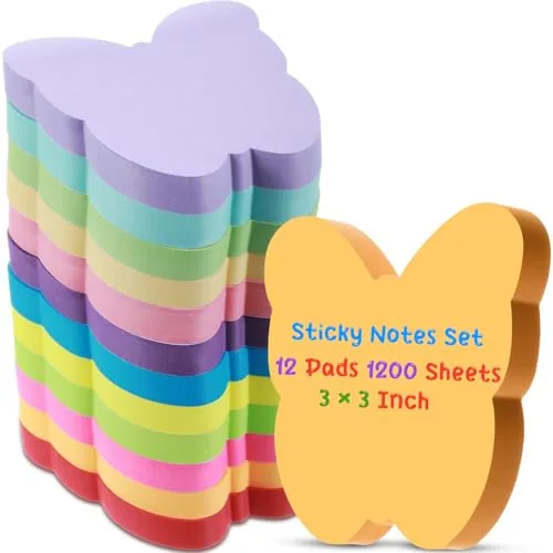 Butterfly Sticky Notes 3 Inch, Multicolour