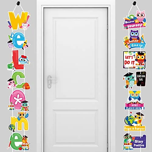 14 Piece Owl Welcome Back to School Door Sign Inspirational
