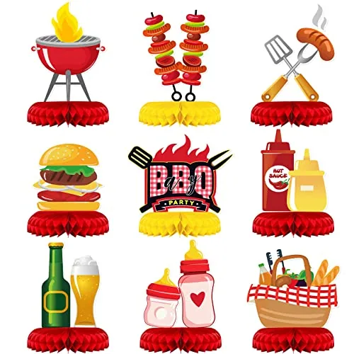 9 Piece Folding BBQ Party Decorations BBQ Baby Shower Table Centerpieces