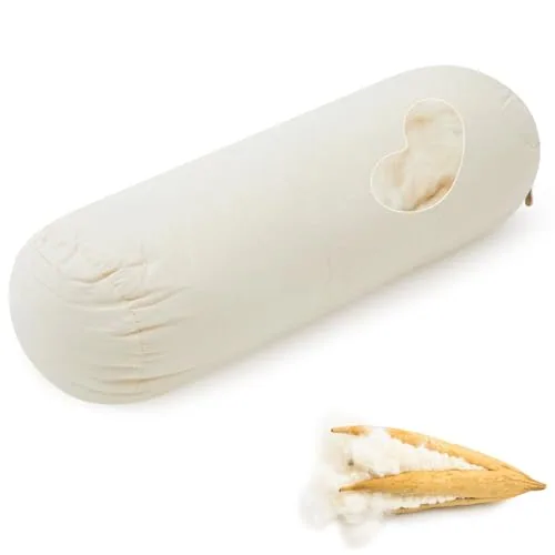 Organic Kapok Orthopedic Roll Pillow 14"x5", Neck, White