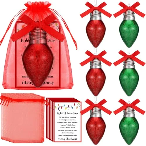Christmas Friendship Teachers Ornaments Gifts Glitter, Red