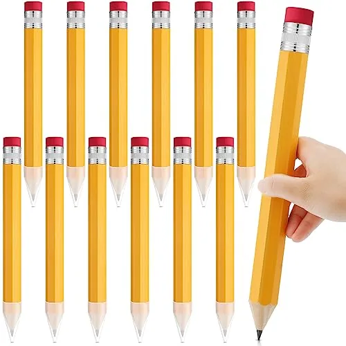 12 Piece Large Pencils Back to School Gifts Giant Big Jumbo, Yellow