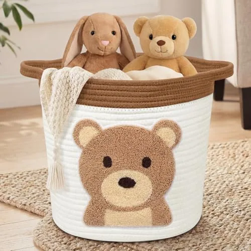 Folding Large Cotton Rope Baby Basket, Brown