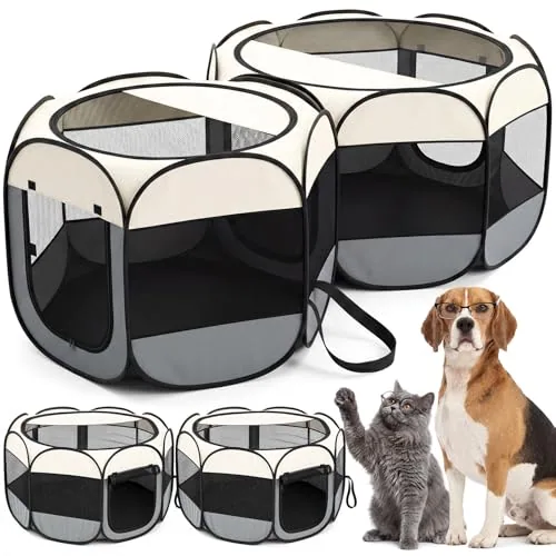 Folding 2-in-1 70'' Pop Up Pet Playpen, Black