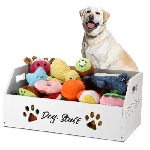 Large Dog Toy Bin Basket, White