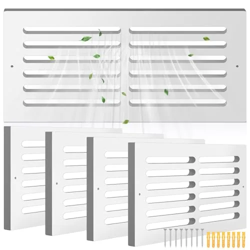 4 Piece 16 x 8 Inch Return Air Vent Cover Fit, White
