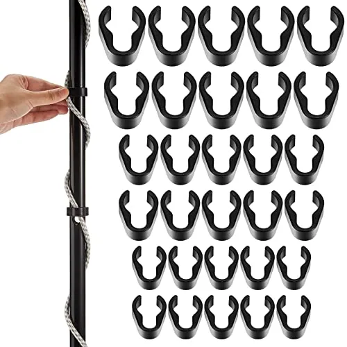 60 Piece Mic Cable Clips Flexible ABS Plastic Clips Universal, Black