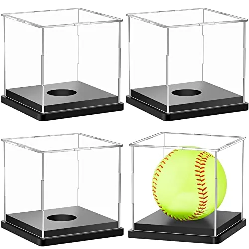 s Softball Display Case Plastic Softball Holder Stand, Clear