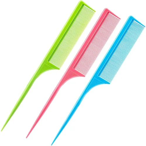 Rat Tail Combs Fine Tooth Parting Tip, Green