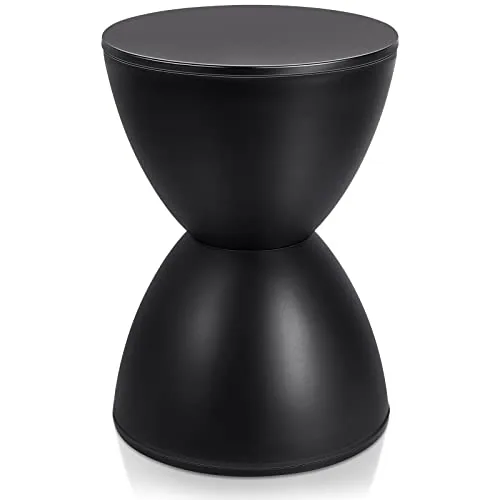 16.73" H x 11.81" W Small Plastic Black Drum Side Table