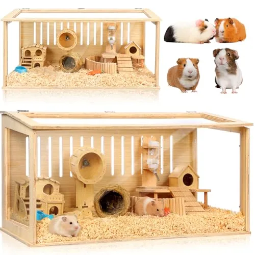 14 in 1 Wooden Hamster Cage 32 Inch Guinea Pig Cages, Wood