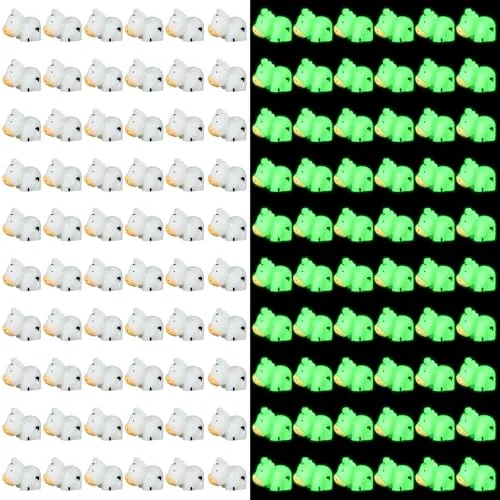 120 Piece Luminous Mini Cow Figurines Glow in The Dark Resin Cow, Grey