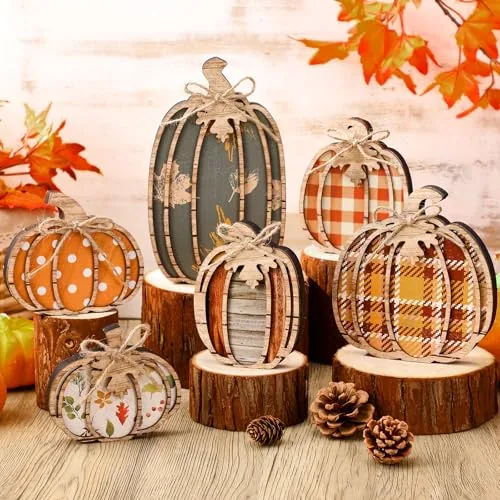 6 Piece Fall Pumpkin Decor, Orange