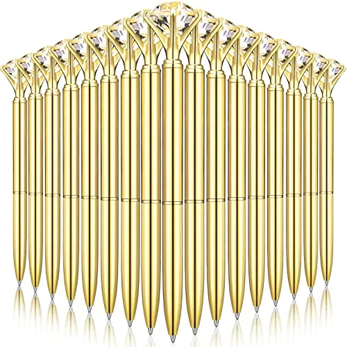 50 Piece Diamond Pens Bulk Crystal Bling, Gold