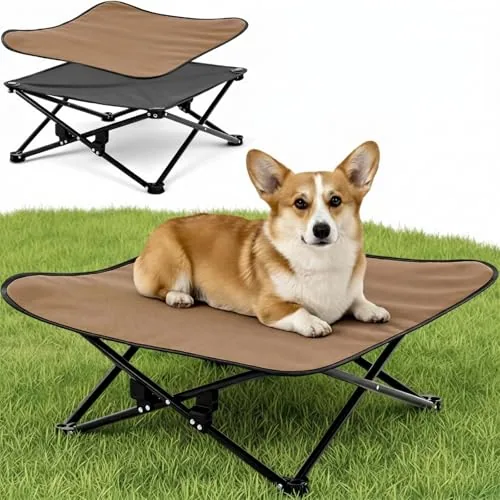 Folding Elevated Dog Bed, Brown