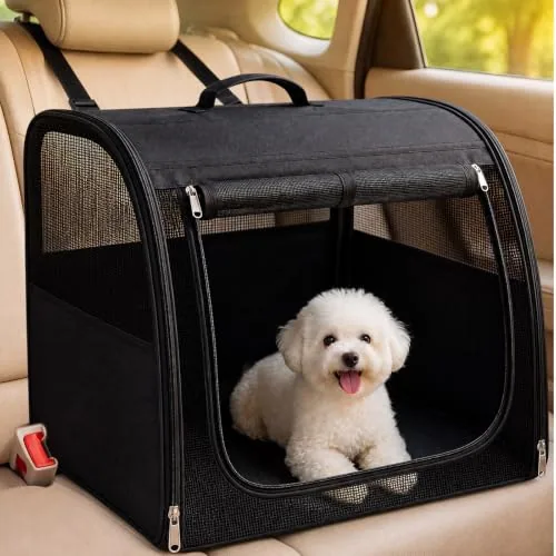 Folding Dog Car Crate, Black