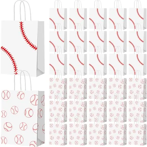 30 Piece Baseball Party Bags Gift Goodie Favor Treat Candy Goody, White