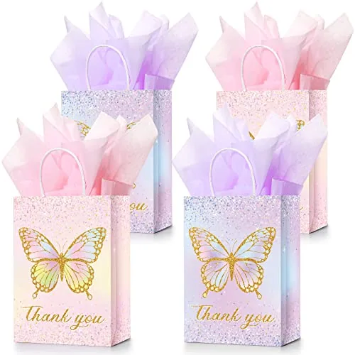 Wedding Butterfly Party Favor Gift Bags, Pink
