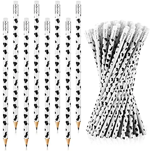 100 Piece Cow Print Pencils Cow Party Supplies, Black