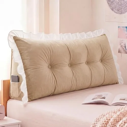 39 in Ruffle Headboard Pillow, White