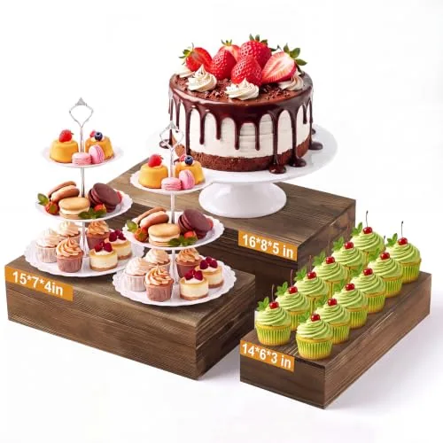 3 Piece Extra Large Wood Buffet Risers Display Stands