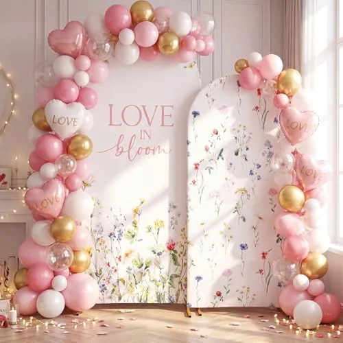 2 Piece Set of 2 Love in Bloom Bridal Arch Backdrop Love in Bloom