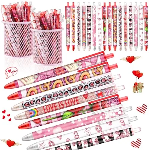 72 Piece Valentines Day Pens Bulk Valentine's Day Heart Ballpoint