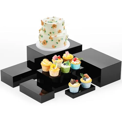 6 Piece Extra Large Acrylic Buffet Risers, Black