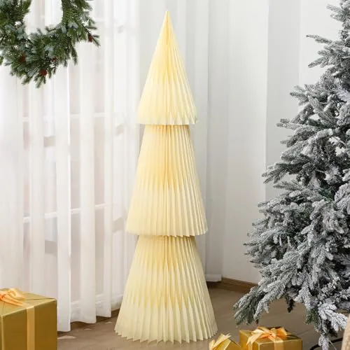 1 Piece Folding Large Paper Christmas Tree Decorations Cut Paper, White