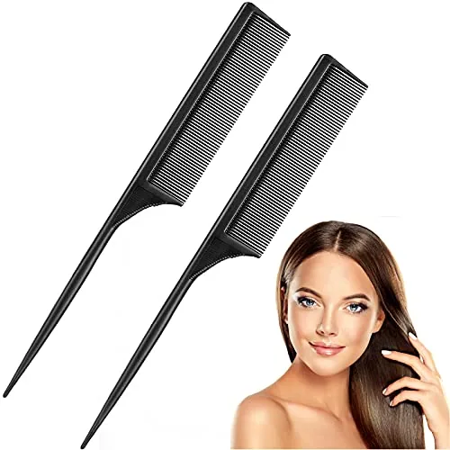 9 Inch Rat Tail Comb Fine Tooth Parting, Black
