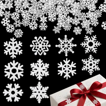400 Piece Wood Snowflake Crafts White Snowflakes Ornaments Cutouts, from our seasonal decor range