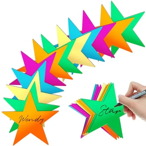 80 Piece Star Cutouts Glitter Paper Cardboard