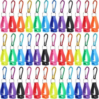 Thirty-six glove holder clips with carabiners, in mixed bright colours