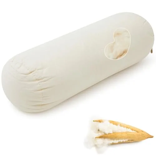Organic Kapok Orthopedic Roll Pillow 16"x6", Neck, White