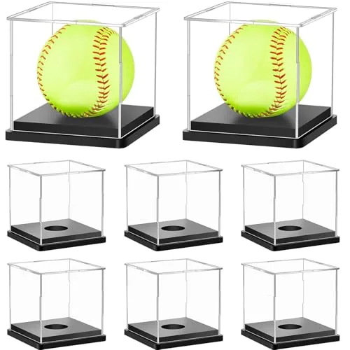 s Softball Display Case Plastic Softball Holder Stand, Clear