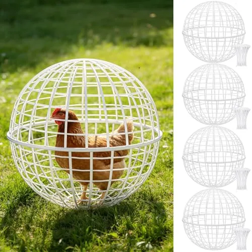 Chicken Ball Cage Movable Mesh Rabbit Coops Plastic, White