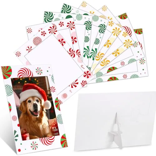 60 Piece Christmas Picture Frame Ornaments 4x6 Paper Photo Frames, Multicolour