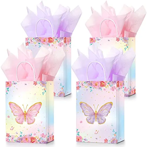 Wedding Butterfly Party Favor Gift Bags, Pink